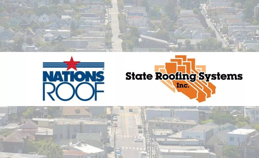 logos and cityscape drone shot