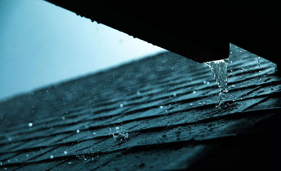 Rain falling on a roof