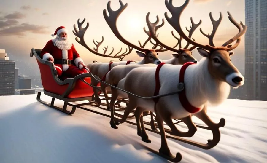 Santa's Sleigh on commercial rooftop