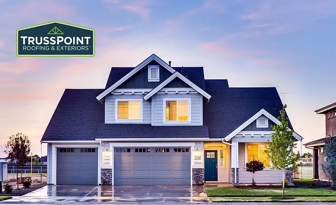 Image by Pexels from Pixabay and TrussPoint.jpg exterior of home with TrussPoint logo