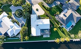 aerial photo of residential roofs