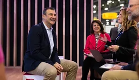 Owens Corning Roofing President Nico Del Monaco interviewed at the Owens Corning booth at IRE 2026 in Las Vegas. 