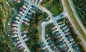 aerial photo of residential roofs