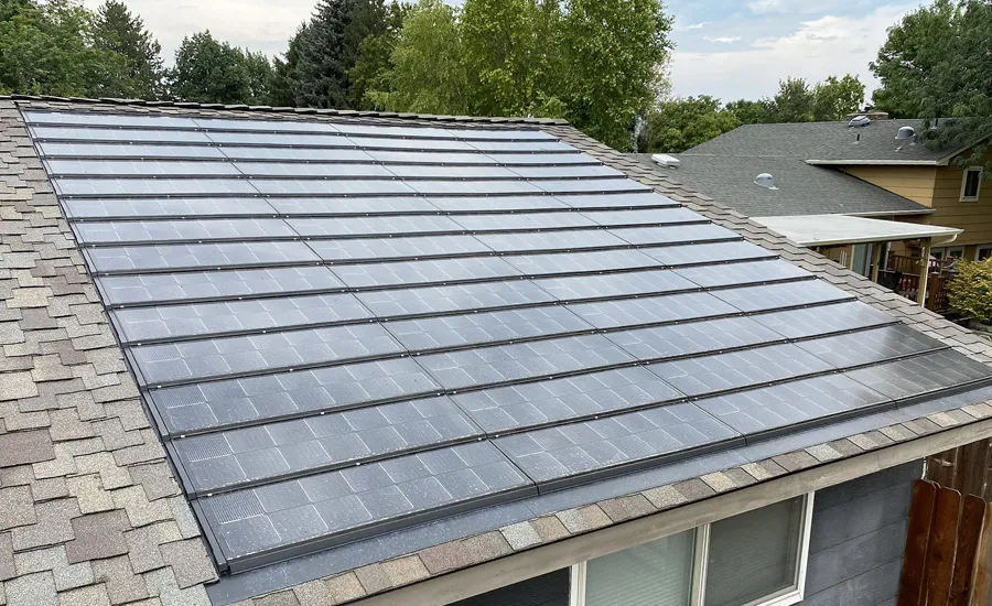 A large home with CertainTeed's Soltice Solar Roof