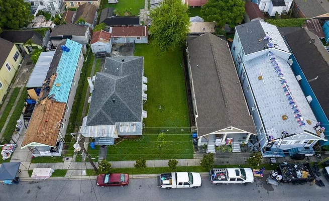 aerial shot of reroofs