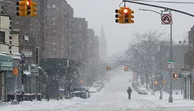 Snowy street in New York City
