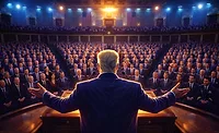 StateOfTheUnion-900.jpg illustration of President Trump delivering State of the Union