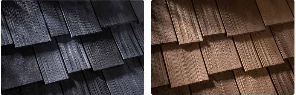 Textured dark and brown wood shingles