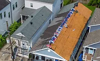 arial view of roofs being reroofed in Louisiana