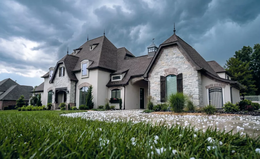 A house protected during a hailstorm