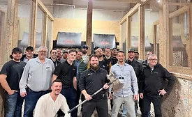 contractors at axe throwing event 
