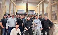 contractors at axe throwing event 