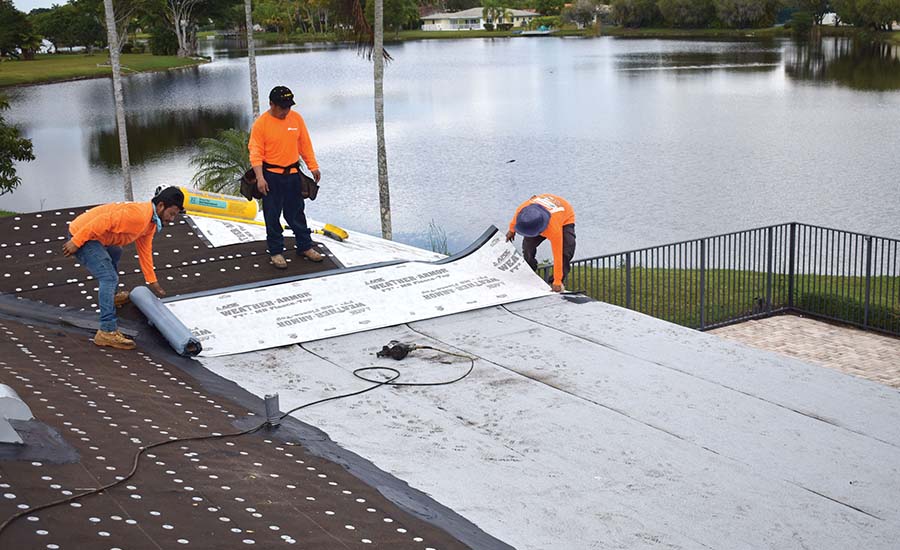 Working on a commercial roofing project