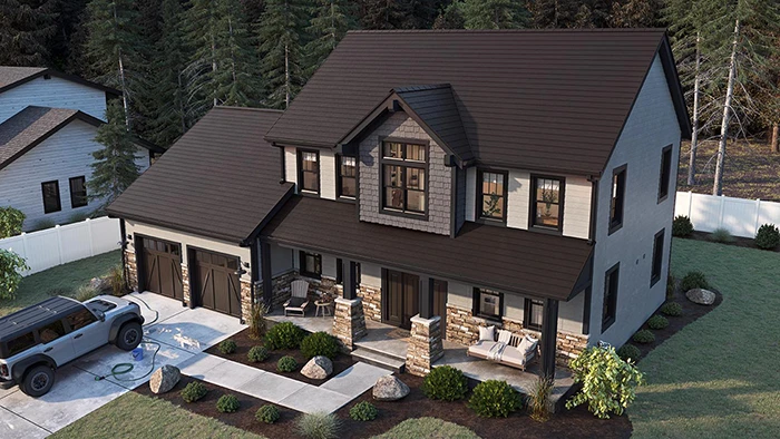 A home featuring GAF metal roofing products