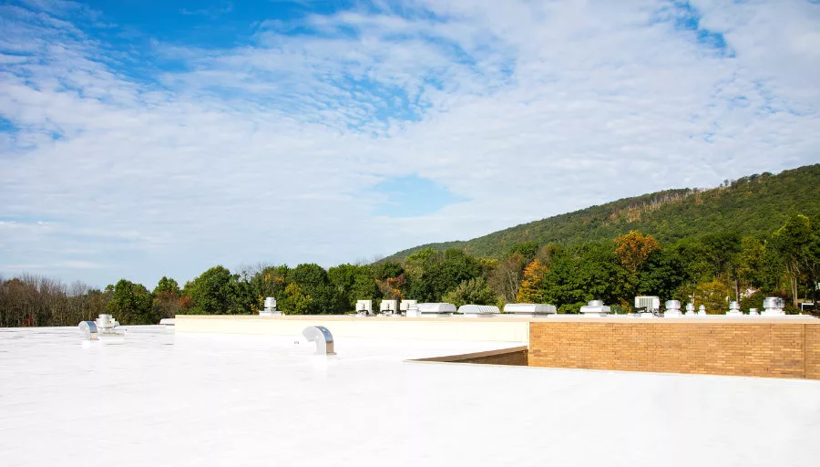 Roof featuring Garland KEE-Stone Legacy thermoplastic membrane