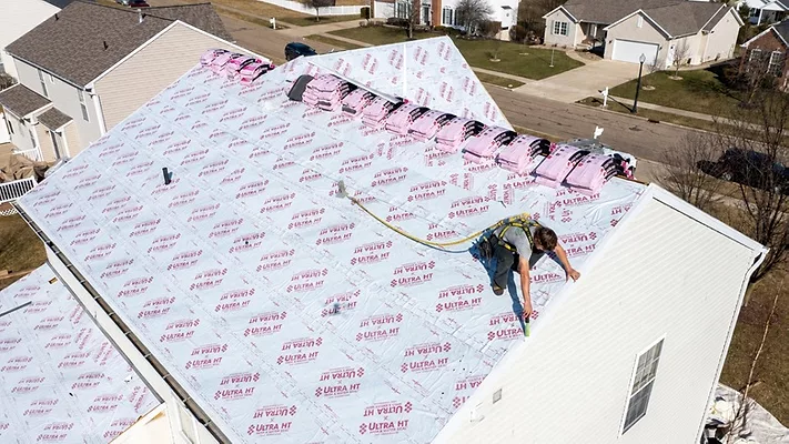 Ultra HT Drone Residential 2026 780 x 439.jpg A working installing the Ultra HT product from MFM Building Products