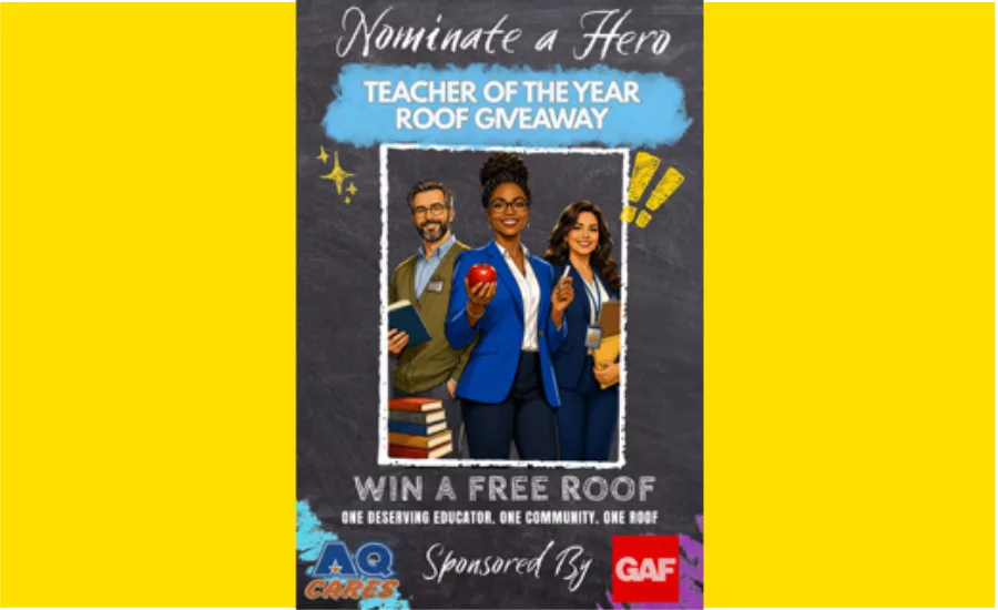 Adam Quenneville Roofing & Siding Launches Teacher Roof Giveaway