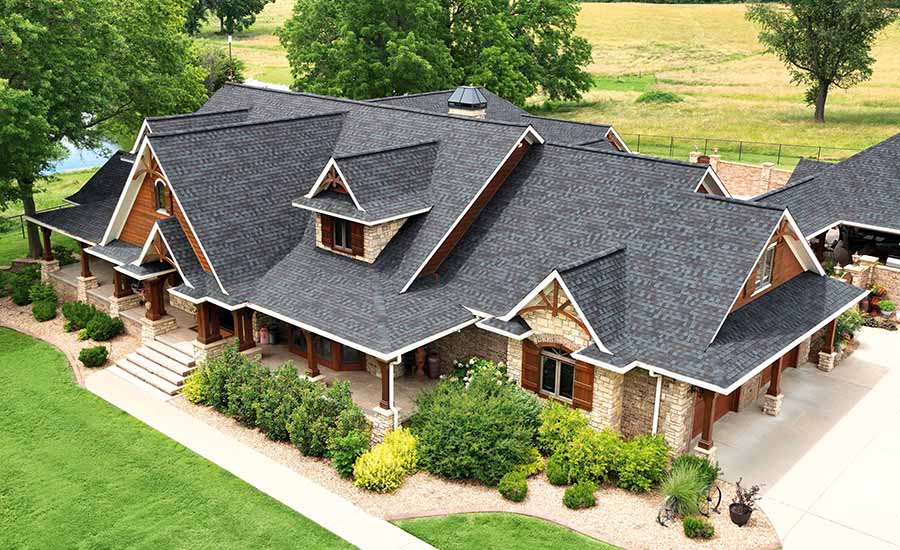 A newly-roofed house