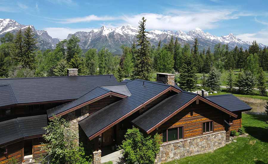 A building in Wyoming with solar roofing