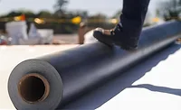 carlisle-syntec-TPO A roll of TPO roofing membrane