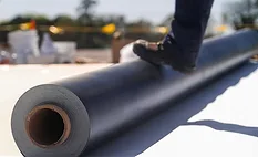 A roll of TPO roofing membrane