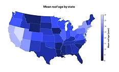 U.S. map of roof age by state