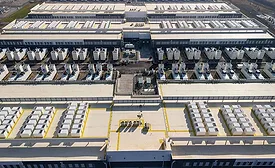 An overhead view of an active data center