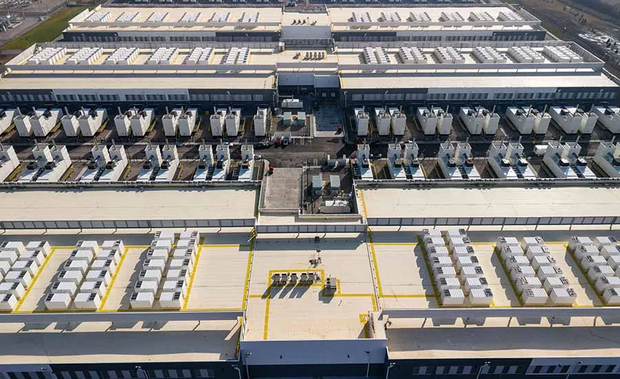 The rooftop is often overlooked, but critically important to the energy equation of sustainable data centers. An overhead view of an active data center