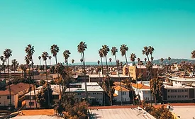 drone shot of Los Angeles neighborhood