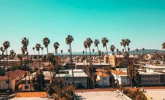 drone shot of Los Angeles neighborhood