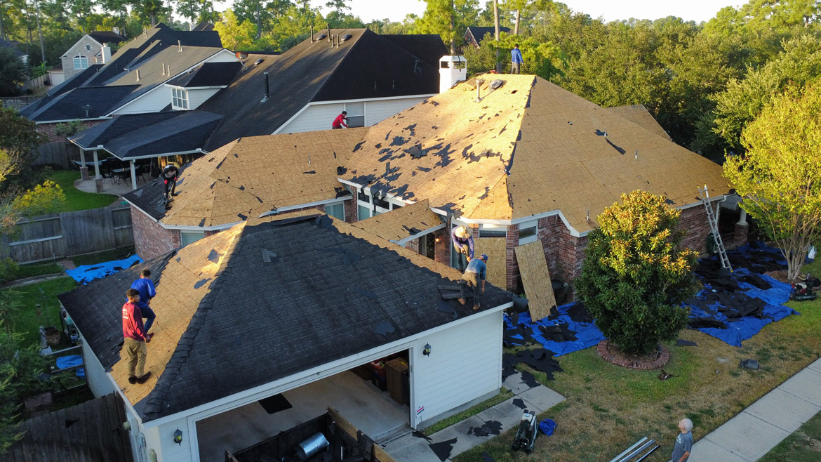 Urena Roofing on a large residential roofing job