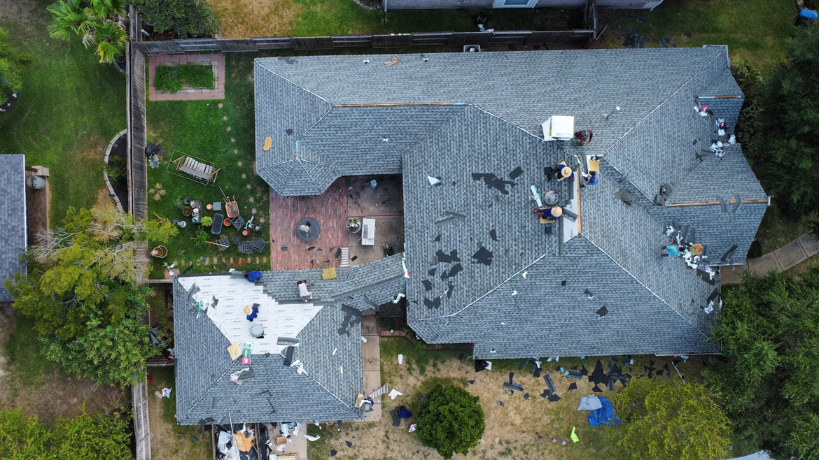 Urena Roofing on a large residential roofing job