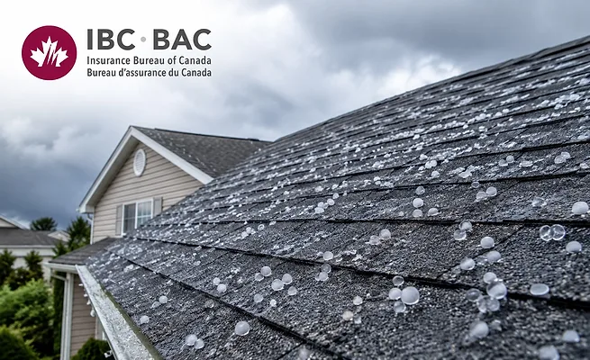 Roof Hail IBC BAC.jpg residential roof with hail and logo