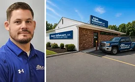 headshot and mock-up of new building