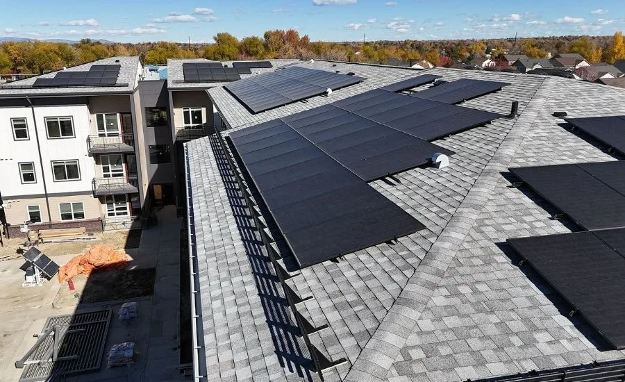 snow rretention system and solar installed on shingle roof