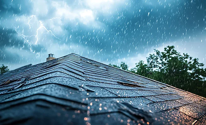 A roof in a storm storm residential roof