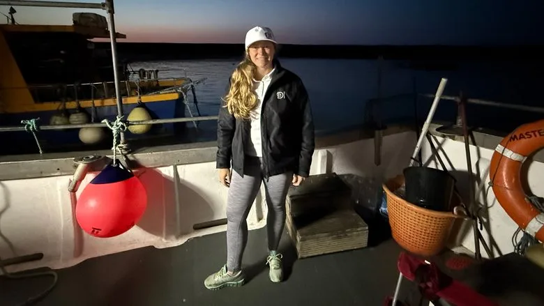 Megan Woodworth waits near the English Channel before beginning her July 23 crossing from England to France.