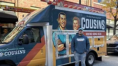 team member by truck