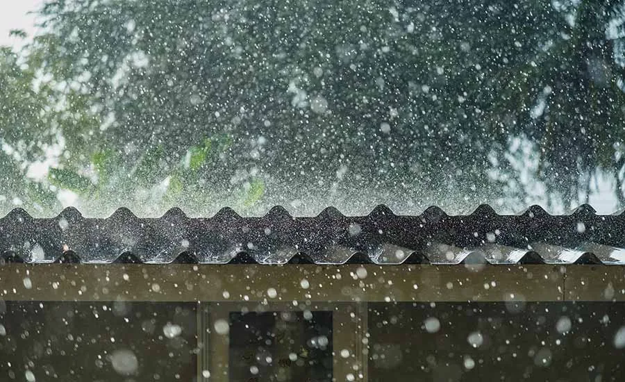 A roof in a storm