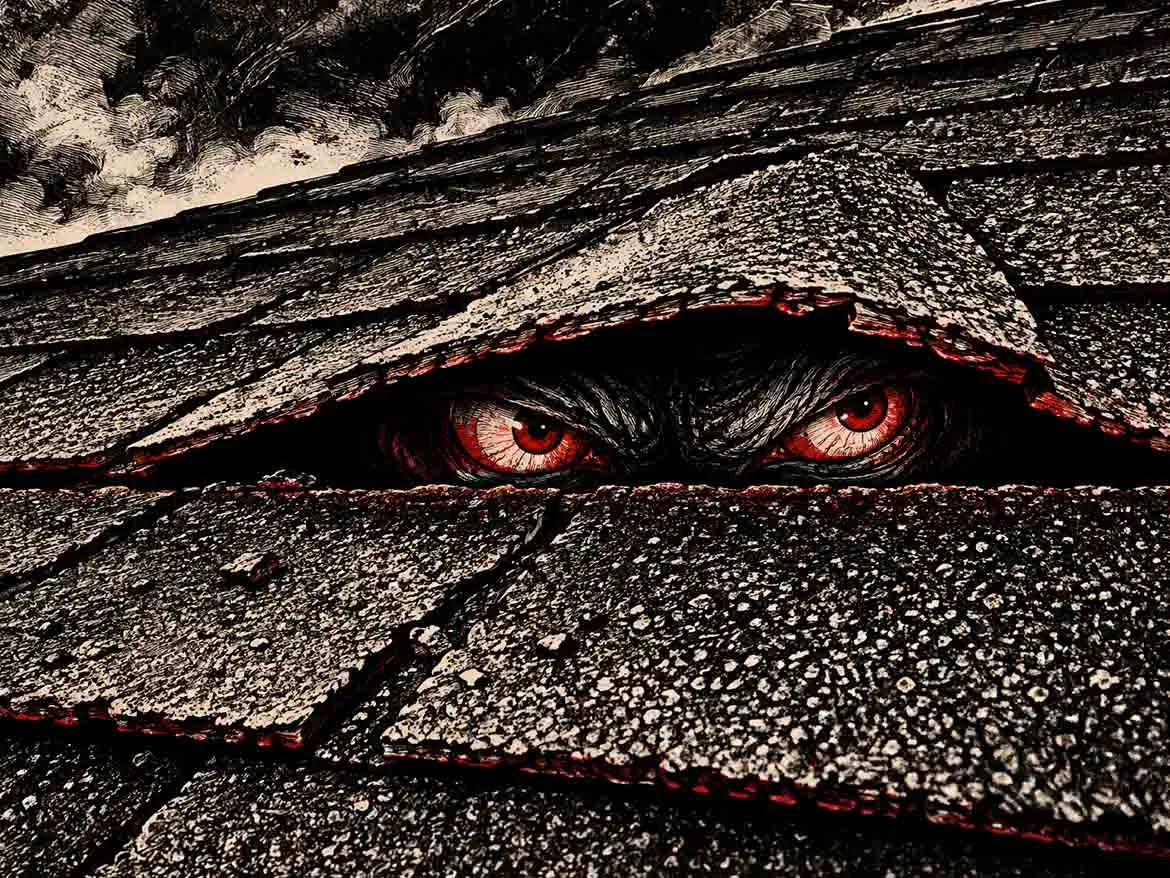 creepy eyes under shingles