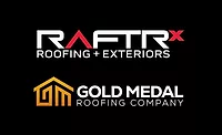 RAFTRx and Gold Metal Roofing logos against a black background