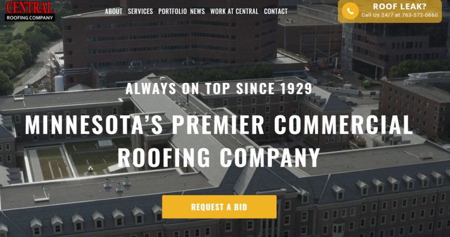 central roofing website