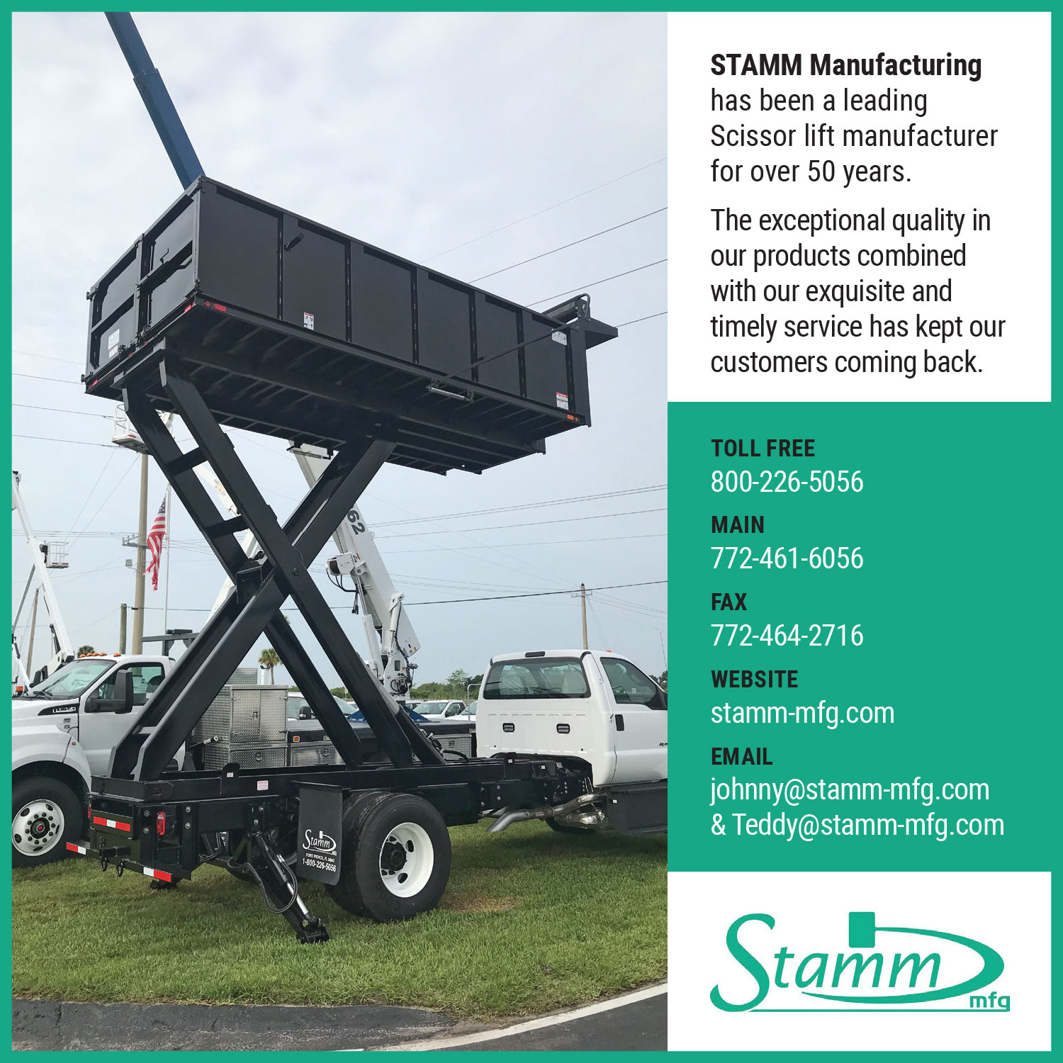 STAMM MFG A LEADING SCISSOR LIFT MANUFACTURER FOR OVER 50 YEARS!